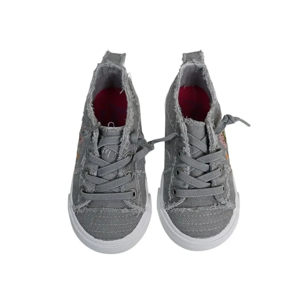 Blowfish Malibu Toddler 6 Playfield Gray Floral Embroidered Sneakers NEW
